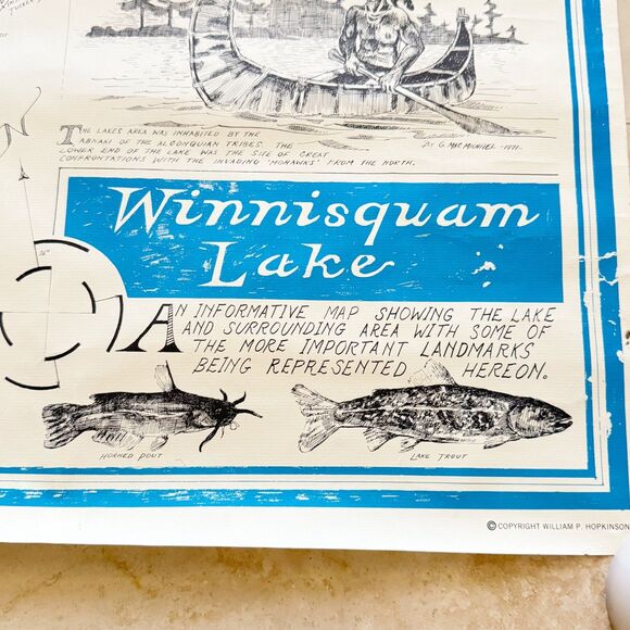 Vtg 1971 Winnisquam Lake Poster New Hampshire 21x 28 in NH Original - Picture 3 of 11